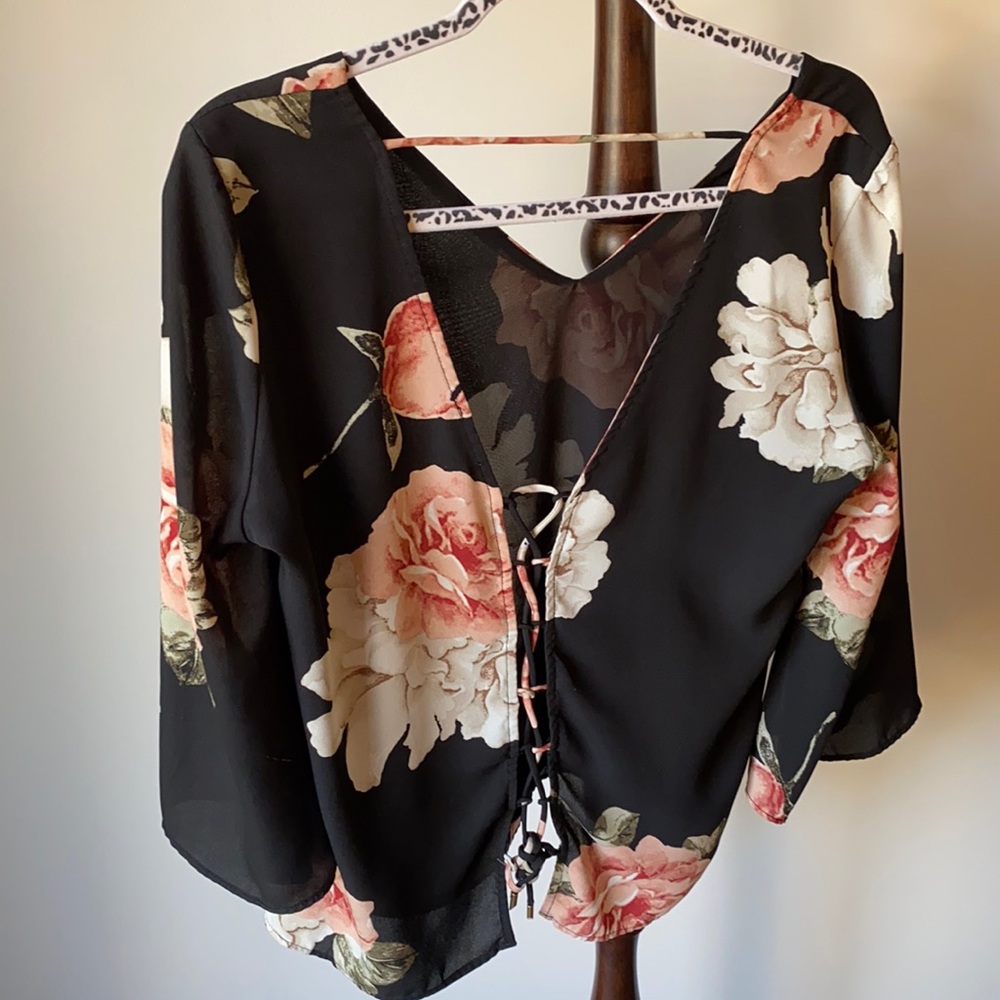 Dynamite black floral blouse